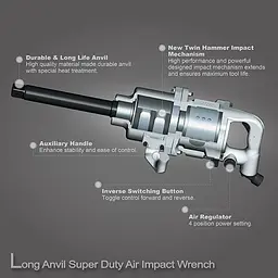 Пневмогайковерт ударний TOPTUL 1" 3390 N/m 3000 об/хв KAAB3225 - мініатюра 2