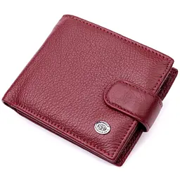 Стильне жіноче портмоне з блоком для карт з натуральної шкіри ST Leather 19472 бордове