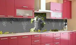 Вініловий кухонний фартух Виноград Лоза наклейка для кухні ПВХ Фрукти ягоди Зелений Happy Pocket Z181733 - мініатюра 2