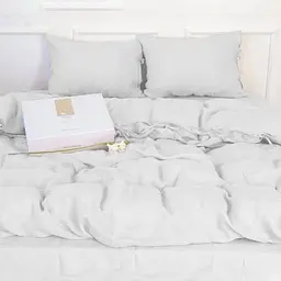 Комплект постільної білизни MirSon Natural Linen Winter flower льон полуторний євро білий (2200008249199) - мініатюра 7