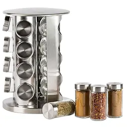 Набір ємностей для спецій Spice Wood Carousel ∙ Карусель - спецівниця на підставці ∙ 16 скляних баночок - мініатюра 5