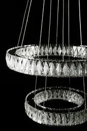 Підвісна світлодіодна люстра Splendid Ray L8015/400+600/2 LED (CH+clear) для вітальні, спальні та зали, 2 кільця, хром, 40-60 см - мініатюра 5