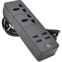 Мережевий фільтр Voltronic на 2 розетки + 4 x USB чорний 2 м (ТВ-Т07-BLACK)