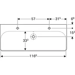 Раковина Geberit Smyle Square 120x48 на 2 змішувача 500.253.01.1, Білий - мініатюра 4