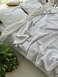 Покривало Zeintex Косичка бавовняне світло-сіре 230х260 см - мініатюра 8