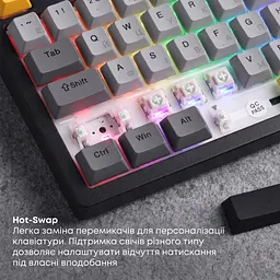 Клавіатура Ajazz AK820 V2 Coconut Flake Switch чорна/сіра/жовта (AK820-V2-CF-BGY) [175693] - мініатюра 9