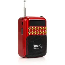 Радіоприймач на акумуляторі переносне радіо червоне з FM USB MicroSD BKK B872