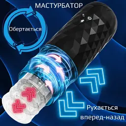 Автоматичний мастурбатор I'MCUM Turbo Cyclone з ротацією та фрикціями Чорний (IM-FJB249) - мініатюра 6