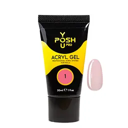 Акрігель для нарощування нігтів YouPOSH Acrygel Gel 30 мл №1 Бежево-рожевий