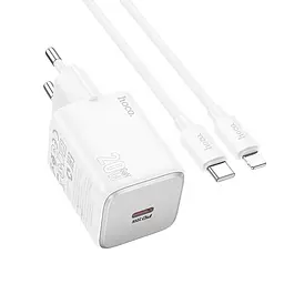 Адаптер мережевий Hoco Mighty single Port charger N40 (Type-C to Lightning set) |1Type-C, 20W/3A, PD/QC| - мініатюра 3