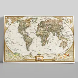 Інтер'єрна картина Географічна карта світу (англ), World Map, 71×106 см (id1208)