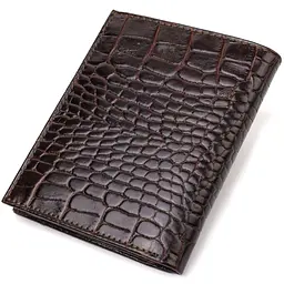 Компактний чоловічий гаманець із натуральної шкіри з тисненням під крокодила Canpellini 21871 коричневий - мініатюра 6
