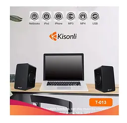 Комп'ютерні колонки Kisonli T013 Black - мініатюра 3