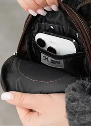 Жіноча шкіряна сумка Sambag Modena для телефону коричнева 19 х 11 х 3 см (96199170) - мініатюра 5