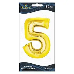Кулька повітряна фольгована Цифра-5 80 см золото 830815 Pelican