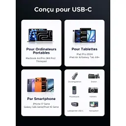 Дата кабель USB-C to USB-C 2.0m 240W 10Gbps braided black Ugreen (95619) - мініатюра 7