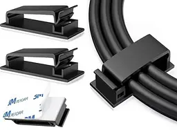 Органайзер кліпса фіксатор кабелю тримач Choice для дроту самоклеючий 20 шт L Чорний - мініатюра 2