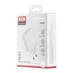 Мережевий зарядний пристрій XO CE04 ( EU ) 65W Fast Charger ( TYPE-C PD65W / USB-A QC45W ) CE Білий - мініатюра 2