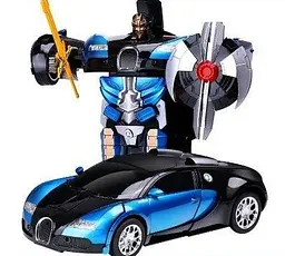 Машинка Трансформер Bugatti Size 18 см Robot Car синя з пультом - мініатюра 3