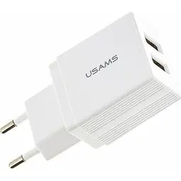 Мережевий зарядний пристрій Usams T24 double USB 2.1A White [64231]