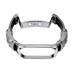 Ремінець вінтажний Carprie для фітнес-браслета Xiaomi Mi Band 7 Type B Black silver - мініатюра 4
