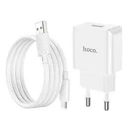 Мережевий зарядний пристрій HOCO C106A Leisure 1USB/2,1A/Micro cable білий