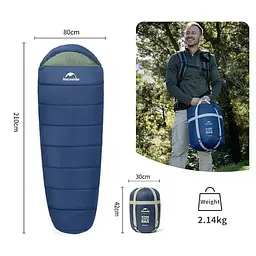 Спальник Naturehike MJ 600 (CNK2300SD014) -5°C з капюшоном - темно-блакитний - мініатюра 2