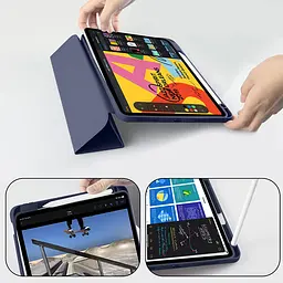 Чохол-книжка BeCover Tri Fold Soft TPU з кріпленням Apple Pencil для Apple iPad Air 11" M2/M3 2024/2025 Deep Blue (711401) - мініатюра 3