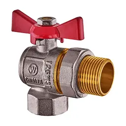 Кран з американкою кутовий, Waterpro WP400-20FMW-L - 3/4" ручка "метелик" червона WP2896