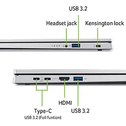Ноутбук Acer 15.6'' Aspire Go 15 AG15-71P, FHD IPS, процесором Intel Core i5-13420H (12M Cache, up to 4.60 GHz), 16GB DDR5, 1TB SSD, Intel UHD, No OS, Pure срібний - мініатюра 7