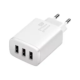 Блок живлення Baseus Compact 17W (3 USB) зарядний пристрій білий - мініатюра 2