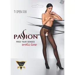 Еротичні колготки Passion TIOPEN 008 3/4 (30 den), black, з вирізом - мініатюра 5