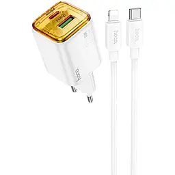 МЗП Hoco N52 Monsoon PD20W+QC3.0 (1USB-A/1C) + кабель Type-C to Lightning White