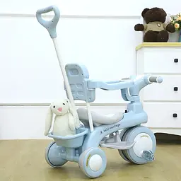 Дитячий триколісний велосипед Baby Carriage 588 блакитний з батьківською ручкою - мініатюра 4