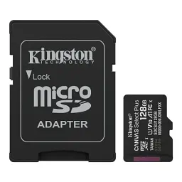 Карта пам'яті microSDXC, 128Gb, Kingston Canvas Select Plus, Class10 UHS-I U1 V10 А1, SD адаптер, до 150 МБ/с (SDCS3/128GB)