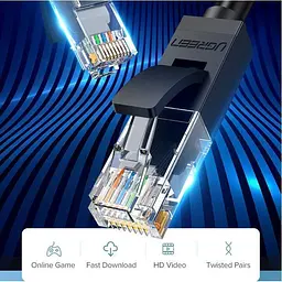 Патч-корд Ugreen NW102 Cat 6 U/UTP Lan Flat Cable 10m Black (20164) [165436] - мініатюра 7