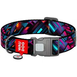 Нашийник для собак нейлоновий Waudog Nylon з QR паспортом малюнок Нескінченні світи XXL 