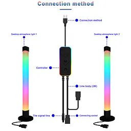Настільна LED лампа RGB 5V Panel 2 Single side Bluetooth dual pack USB with app Black - мініатюра 4