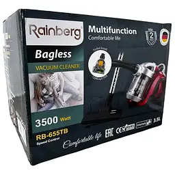 Пилосос контейнерний Rainberg RB-655TB з турбощіткою 3.5L 2500W Red - мініатюра 9