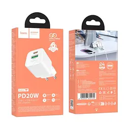 Мережевий зарядний пристрій Hoco N65 Ingenious PD20W+QC3.0 charger(EU) Білий - мініатюра 2