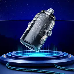 АЗП Borofone BZ29B Outstanding PD36W (2USB-C) + кабель Type-C to Lightning Transparent black - мініатюра 4