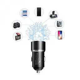 Автомобільний зарядний пристрій SkyDolphin SZ02 Aluminium (2USB, 2.4A) Black (AZP-000074) - мініатюра 3