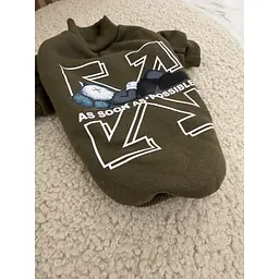 Теплий світшот ASAP Teddy хакі для собак та котів L OFF White zoo0005776 - мініатюра 2