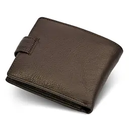 Шкіряне чоловіче портмоне на кнопці ST Leather ST104 коричневе 9,5 см - мініатюра 2