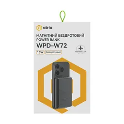 Батарея універсальна Atria 10000mAh, PD/20W, 15W Wireless MagSafe, Black (WPD-W72B) - мініатюра 8