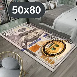 Стильний та зносостійкий килим для дому "100 доларів Bitcoin "50х80" KT8000216
