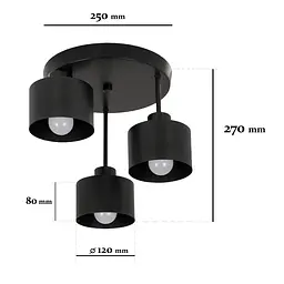 Люстра стельова Levistella 7529905-3 BK, E27, чорний метал, 3 плафона, діаметр 120 мм, сучасний стиль для дому - мініатюра 2