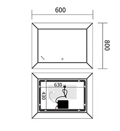 Дзеркало Mixxus Premium CUBIC MR14-80x60-REVERSE (LED Touch, Anti-fog) (MP6648) - мініатюра 6
