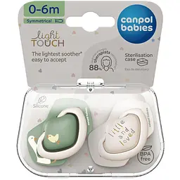 Пустушка Canpol babies Light touch Гуси силіконова симетрична 0-6 міс. 2 шт. зелена з білим (22/667)