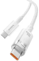 Кабель Baseus Explorer Smart Temperature Control Cable Type-C to Type-C 100W 1m P10319703221-00 White - мініатюра 2
